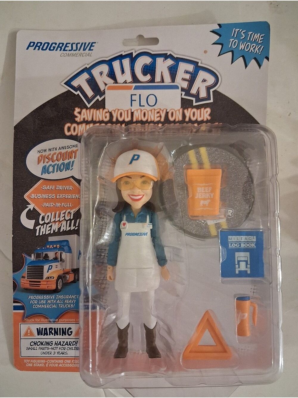 Progressive Insurance Trucker Flo Action Figure Doll w/Stand & Accessories